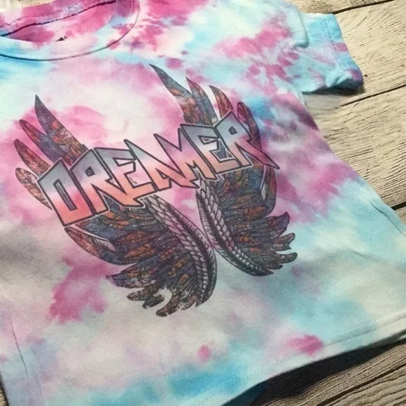 ⭐FLASH SALE Toddler Girl Pink Purple Tie Dye Dreamer Shirt - Picture 4 of 5
